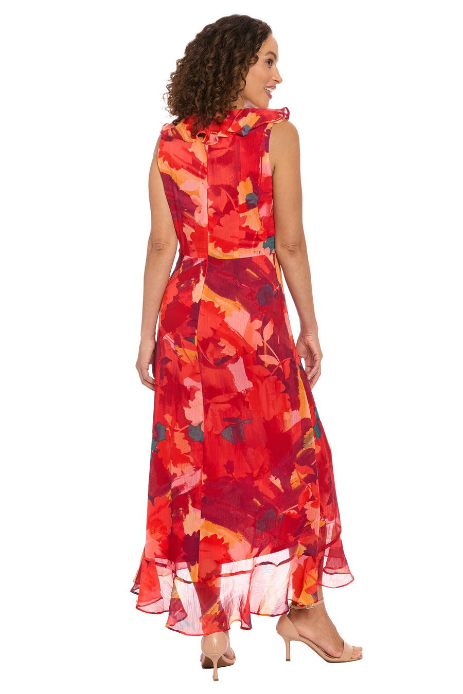 petunia maxi dress London Times Women's Faux-Wrap Ruffle-Hem Maxi Dress - Blue Multi
