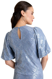 Bryant Jewel Neck Bubble Sleeve Top top