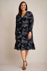 Marlise Shimmering Velvet Faux Wrap Dress