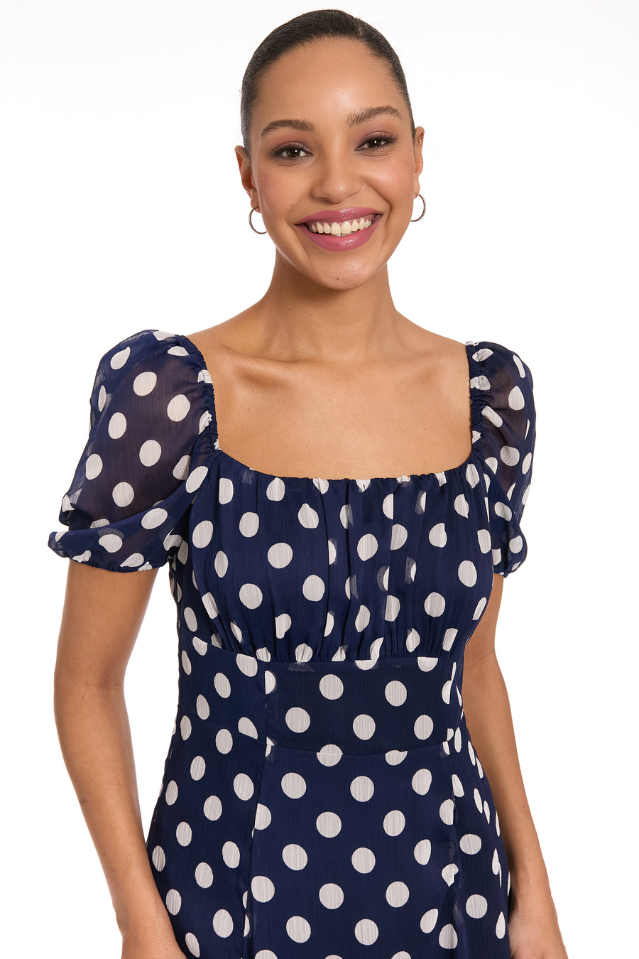 Kristin Puff Sleeve Midi in Chiffon