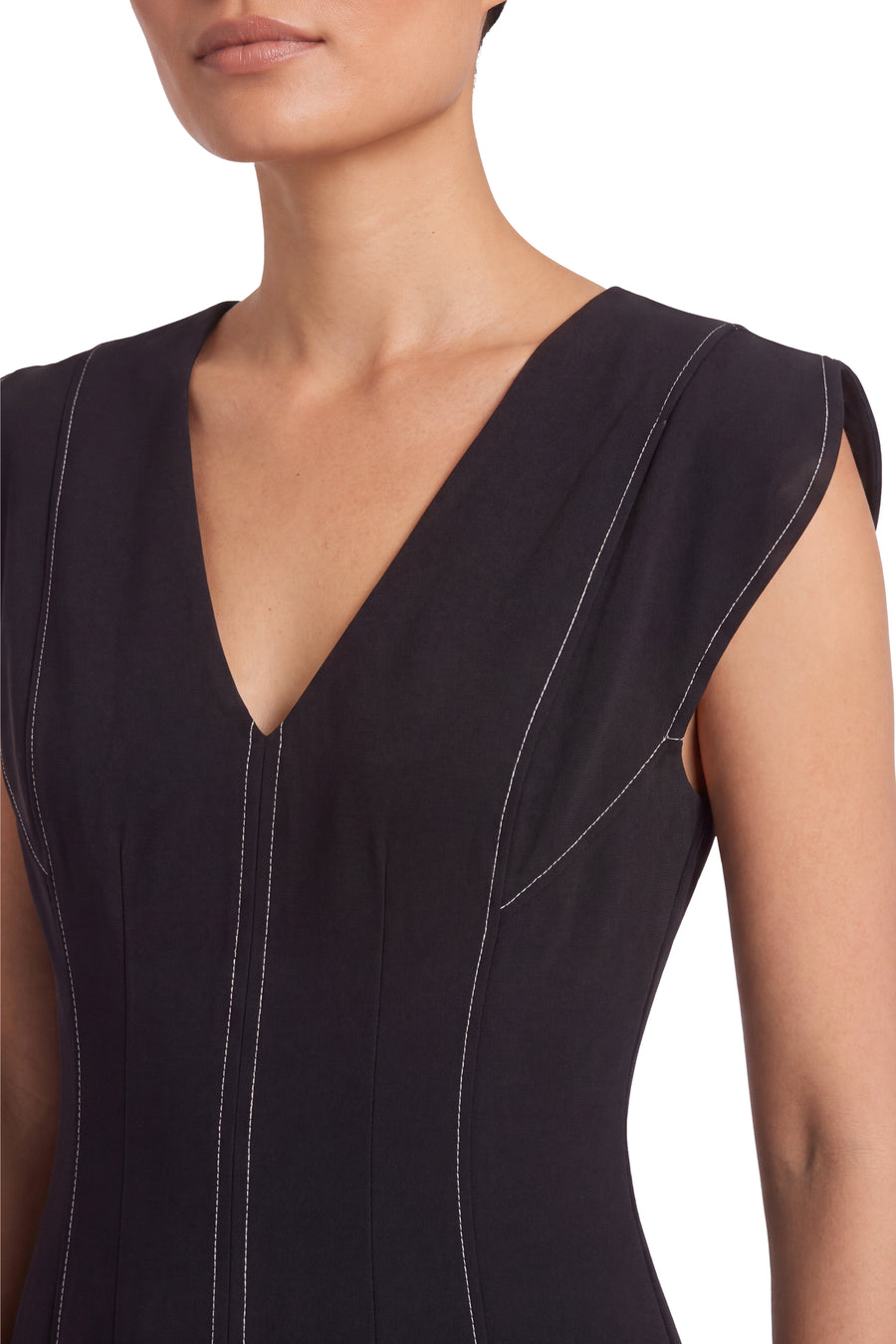 Mavy Cap Sleeve Seamed A-Line Dress