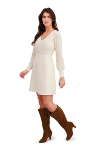 Laurel Puff Sleeve Pointelle Sweater Dress
