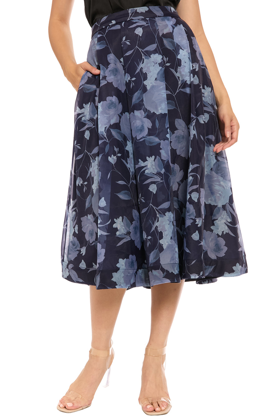 Harlem Pleated Midi Skirt in Rose Mirage