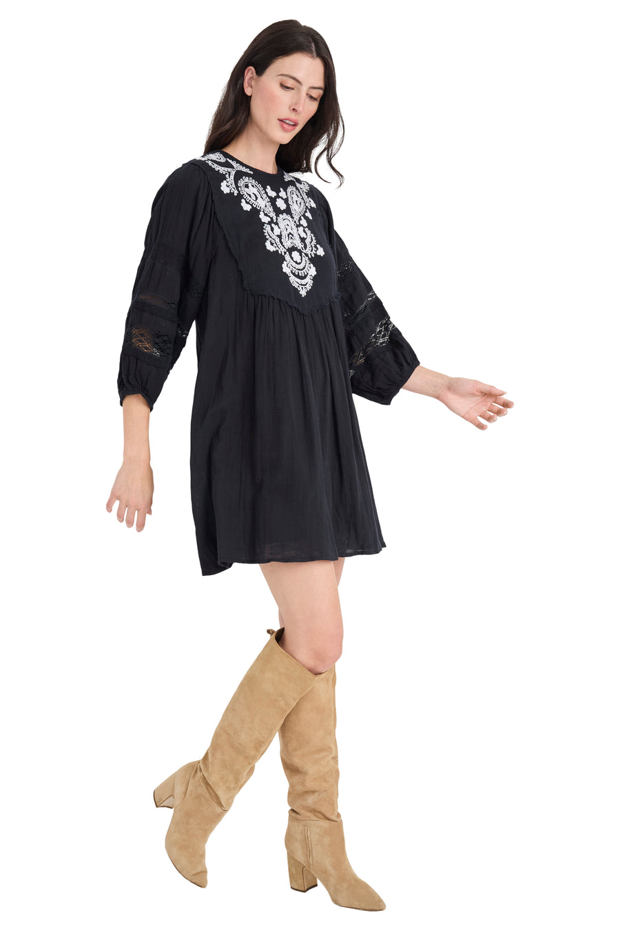 Michael Tunic Dress with Embroidered Yoke