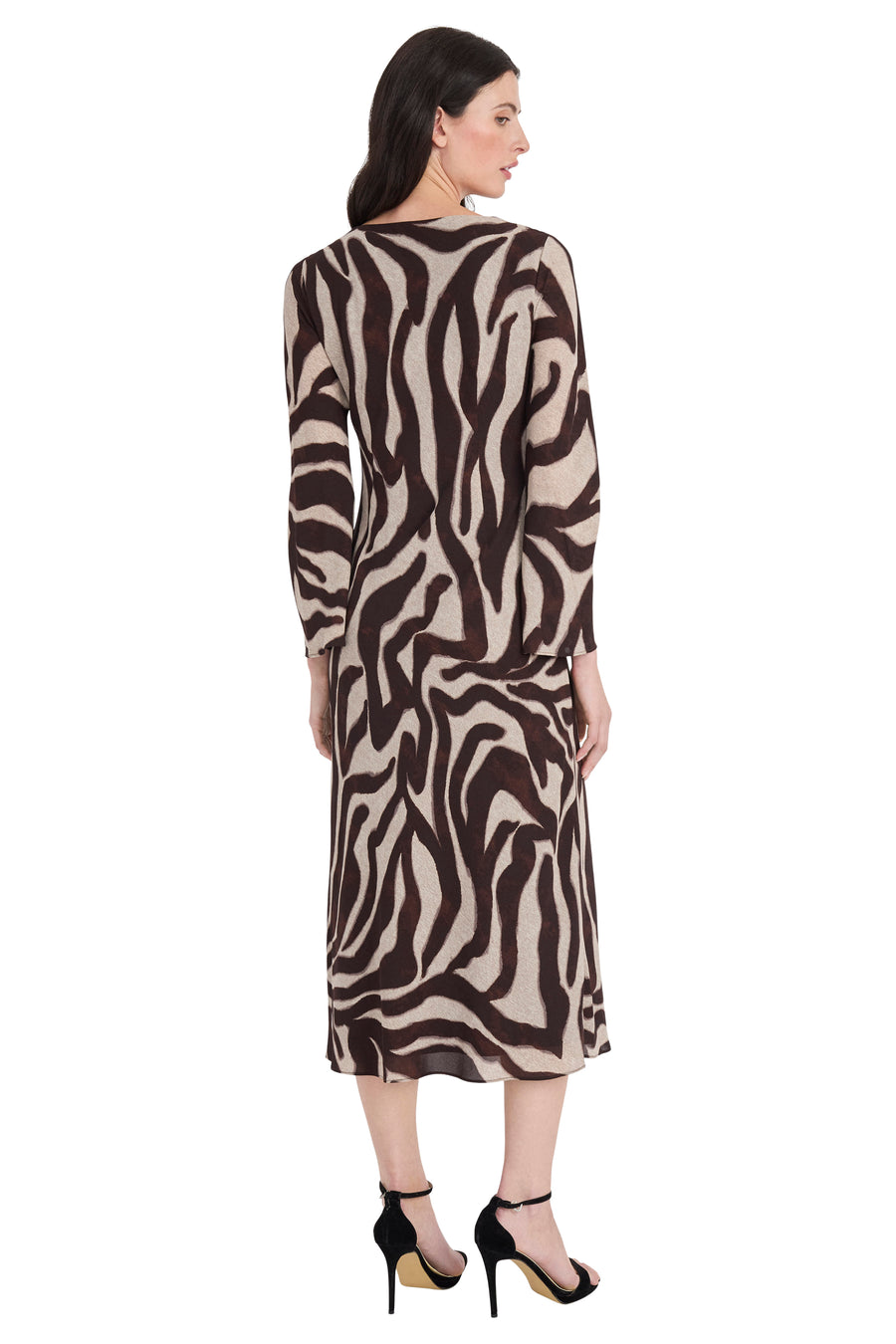 Helga Printed Knit Long Sleeve Midi Dress