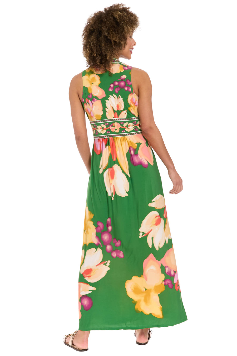 London Times Women's V-Neck Maxi Dress - Green - Maxi dresses London Times Women's V-Neck Maxi Dress - Green - Maxi dresses