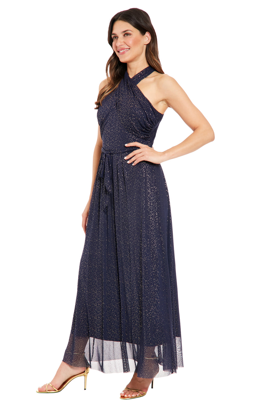 WRAP NECK HALTER MAXI DRESS – Maggy London