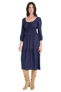 Lawrence Babydoll Smocked Midi Dress