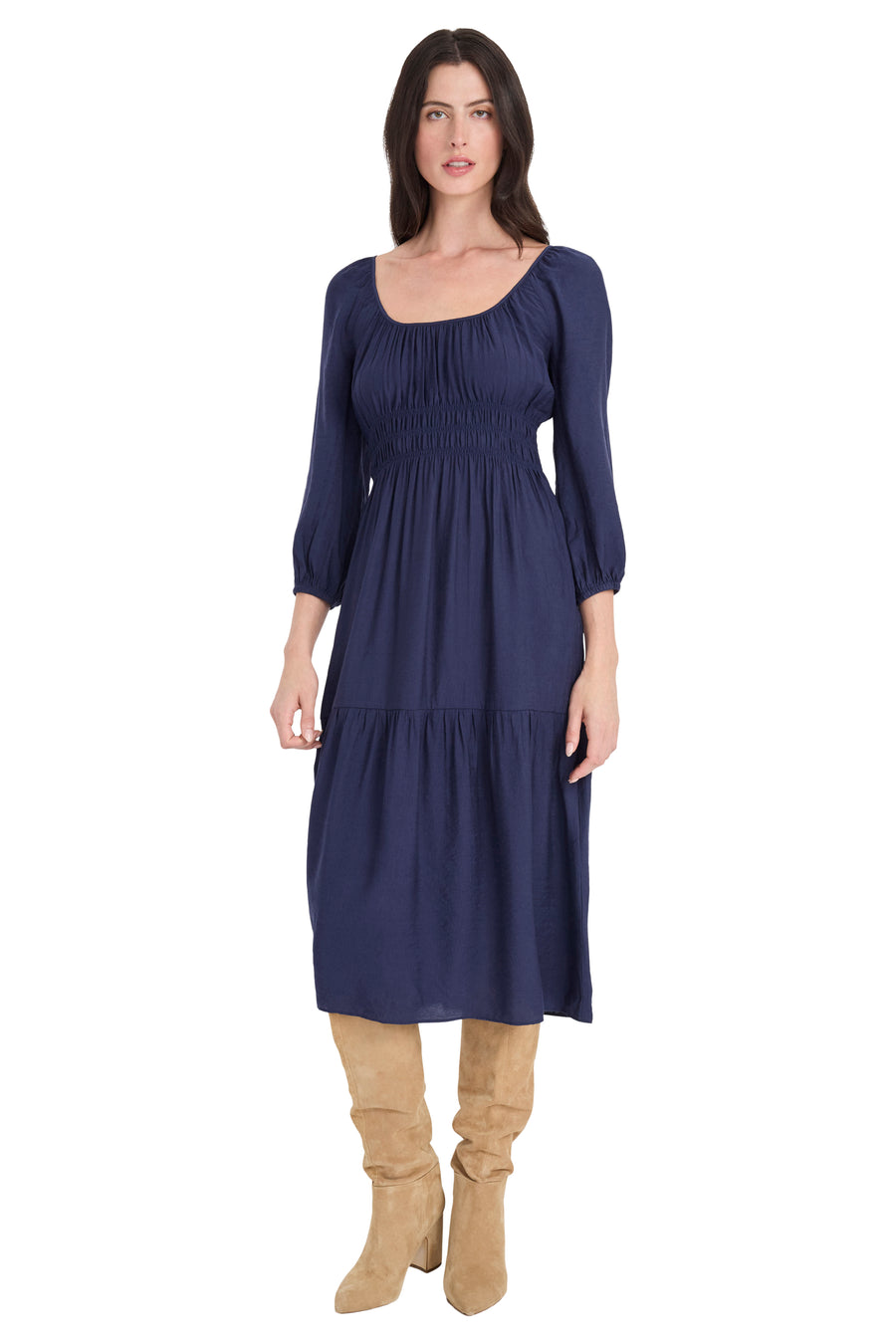 Lawrence Babydoll Smocked Midi Dress