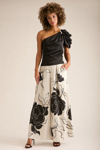 Ellis One Shoulder Puff Pleat Blouse