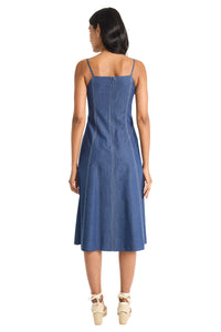 Keri Spaghetti Strap Midi in Denim