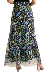 Constance Embroidered Floor Length Skirt in Summer Garden Embroidery