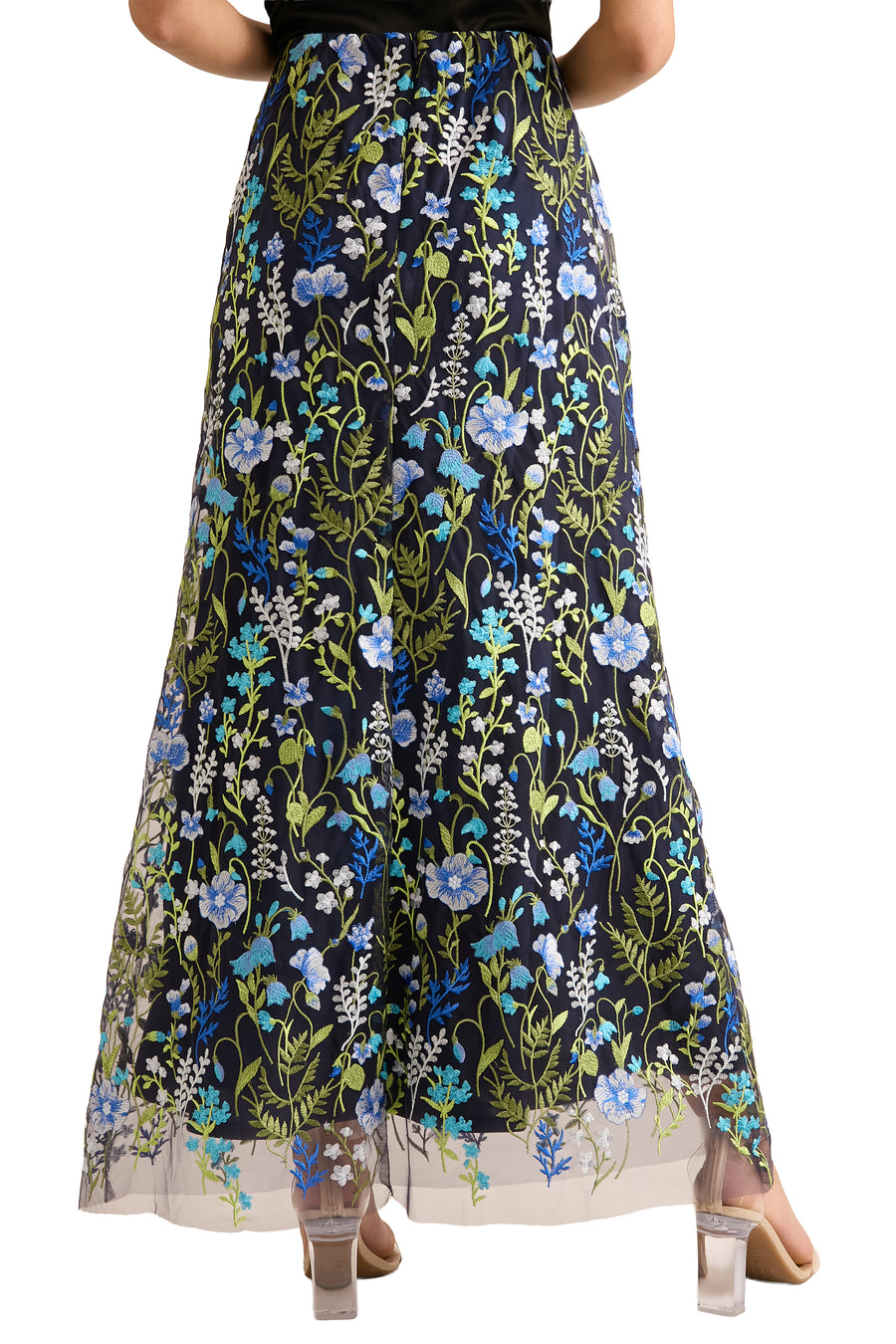 Constance Embroidered Floor Length Skirt in Summer Garden Embroidery