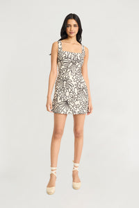 Calvin Linen Mini Sheath Dress in Coiled Art