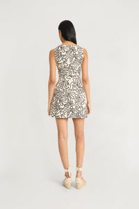 Calvin Linen Mini Sheath Dress in Coiled Art