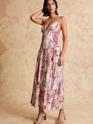 chinese dress ladies Sweet Journey Lace Trim Maxi Dress