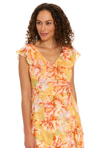 Alessandra Ruffle Faux Wrap Dress in Happy Floral - FINAL SALE
