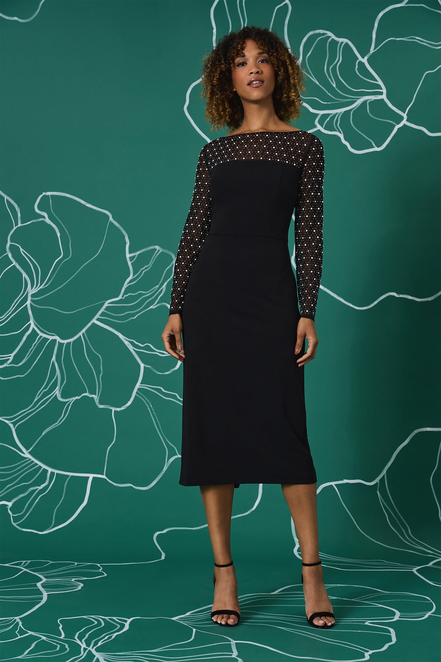 illusion yoke crepe cocktail dress maggy london Illusion Yoke Crepe Cocktail Dress (Women)