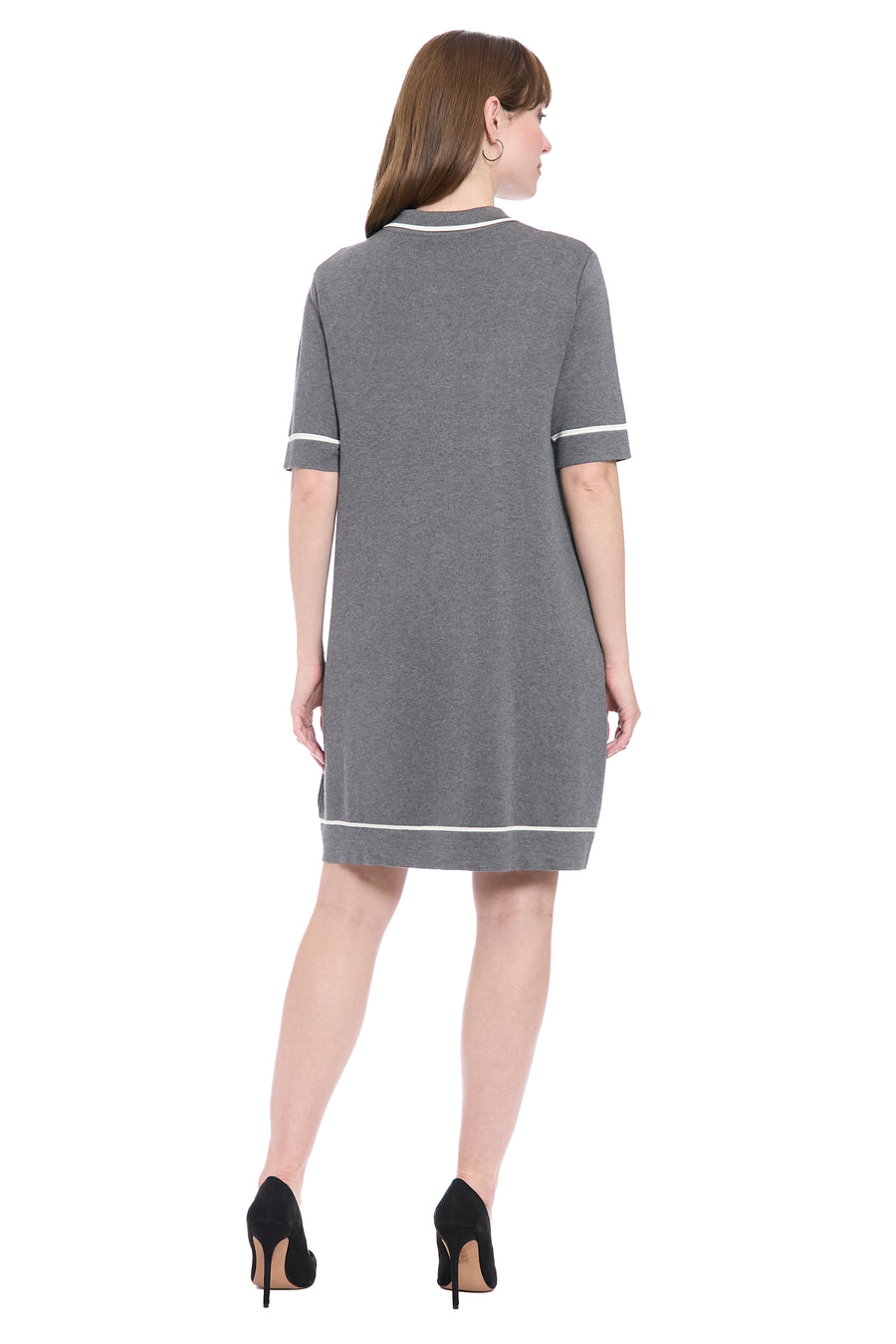 Rei Polo Sweater Dress Shift Short Sleeve Knee-Length | London Times Maggy London Rei Polo Sweater Dress Shift Short Sleeve Knee-Length | London Times Maggy London