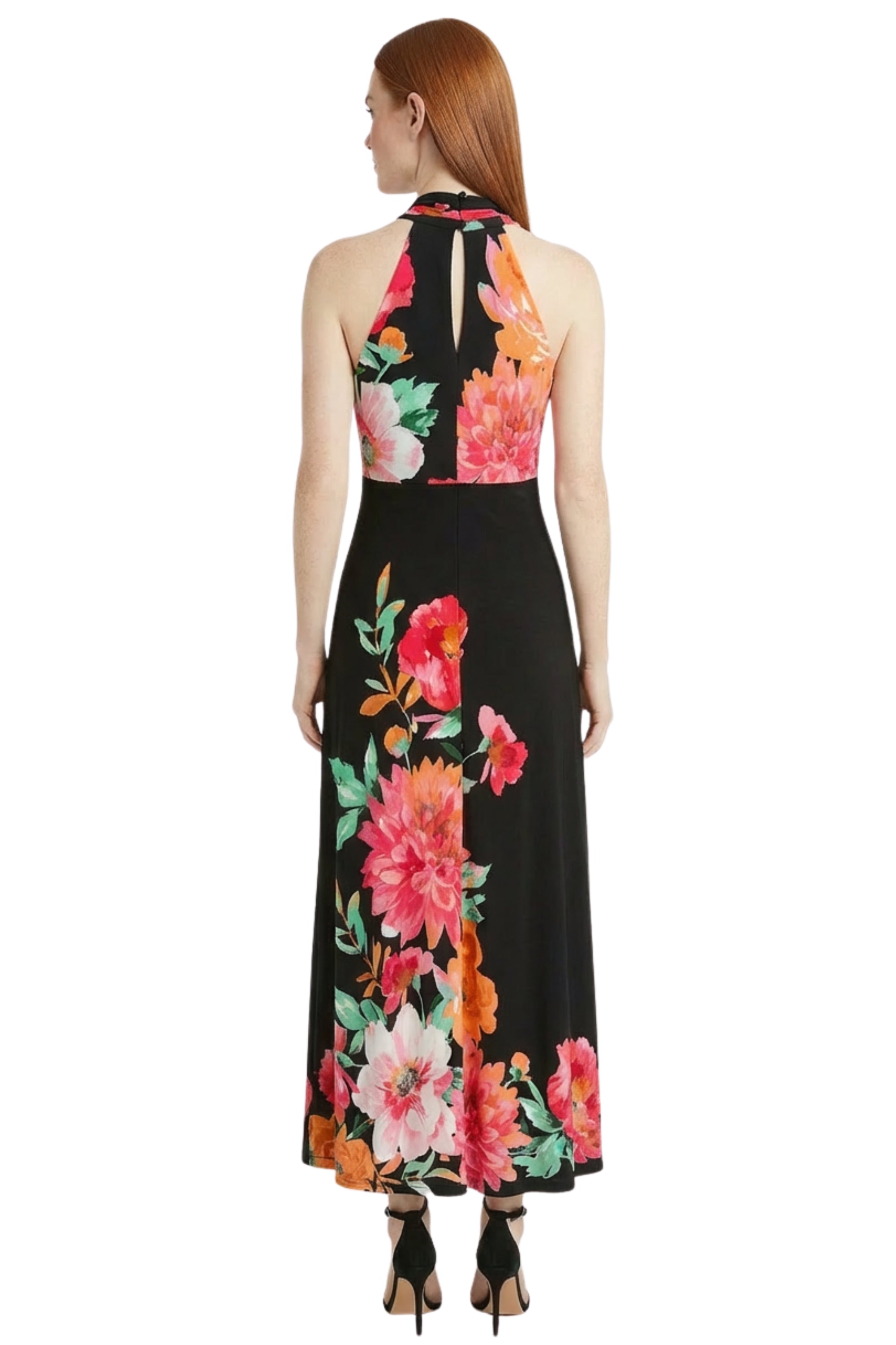 Zarina Halter V-Neck Maxi Dress A-Line Sleeveless | London Times