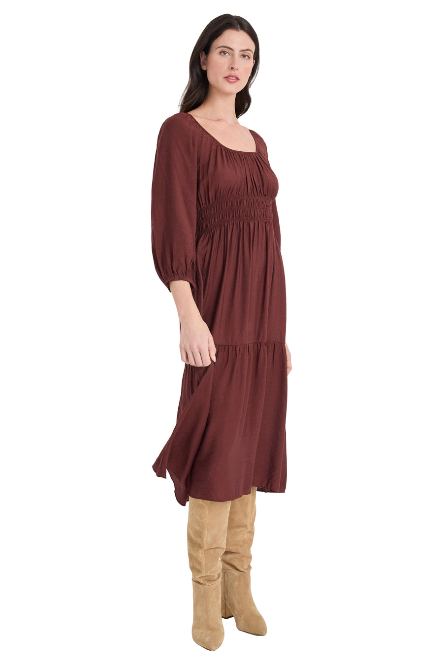 Lawrence Babydoll Smocked Midi Dress Empire Waist | The Good Journey Maggy London Lawrence Babydoll Smocked Midi Dress Empire Waist | The Good Journey Maggy London