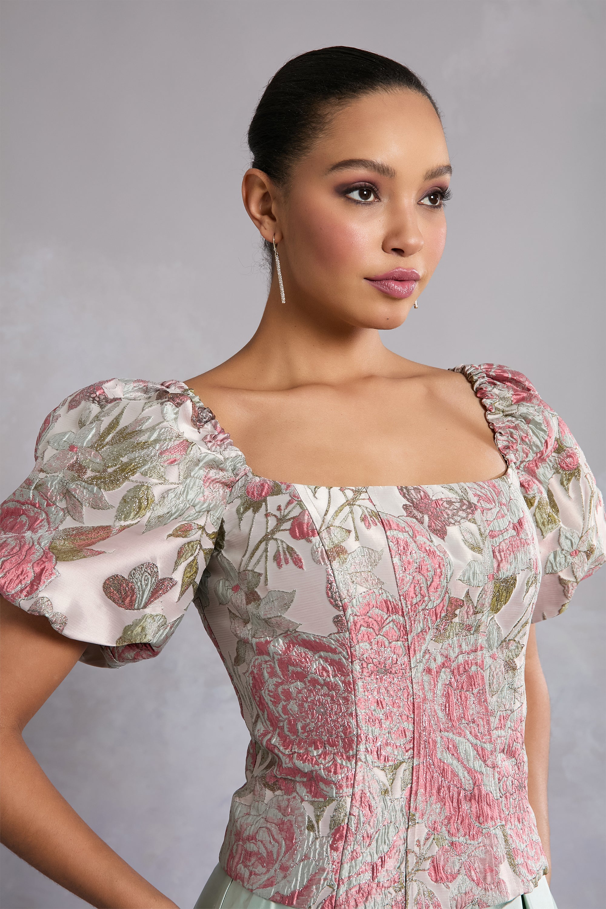 Robinson Bubble Sleeve Bustier Top Puff Sleeve | Muse by Maggy London