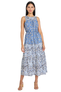 Cole Cotton High-Neck Sleeveless Tiered Midi