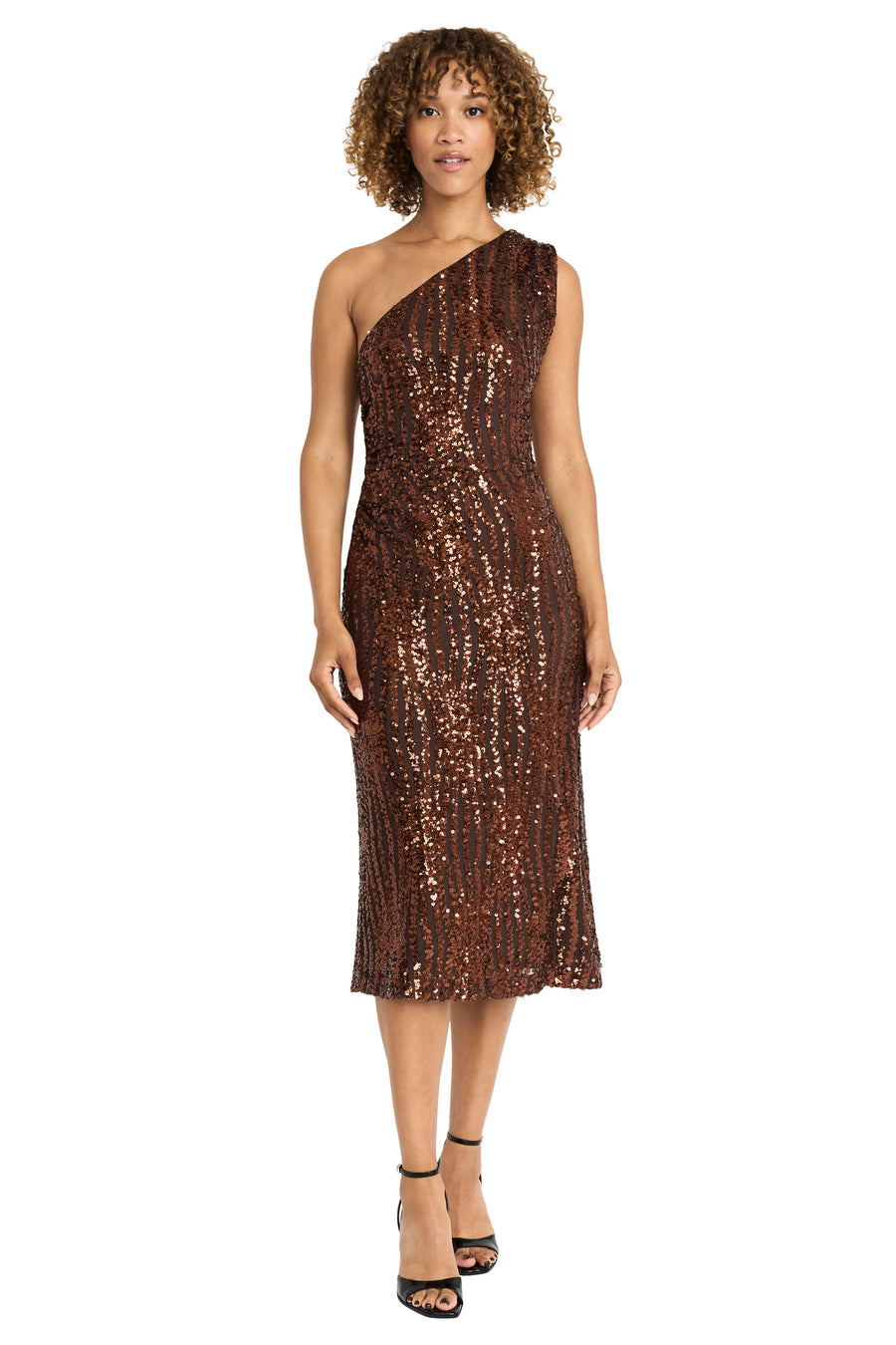 ONE SHOULDER SEQUIN MIDI DRESS Maggy London ONE SHOULDER SEQUIN MIDI DRESS Maggy London