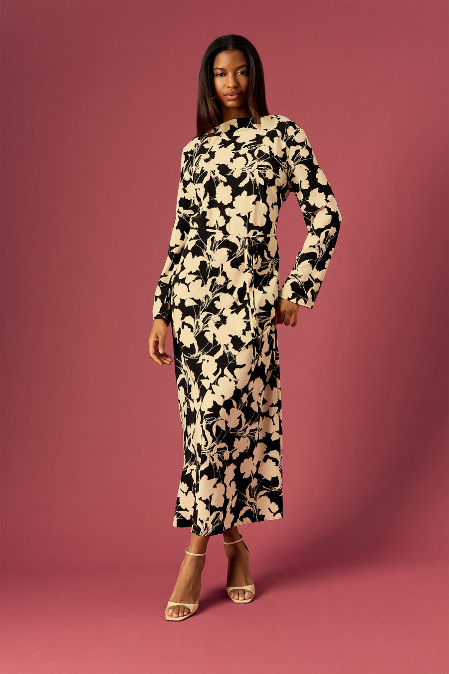 Donna Morgan Printed Maxi Dress - Black/ Cream - 12 Donna Morgan Printed Maxi Dress - Black/ Cream - 12