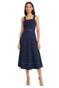 Anika Cotton Topstitch Midi Fit & Flare