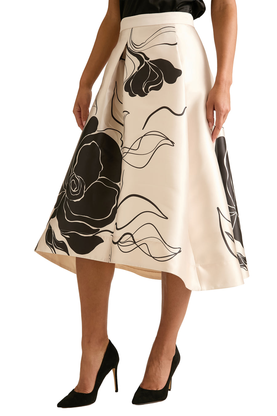 Gramercy Pleated High Low Skirt in Floral Eclipse