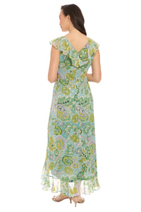 Alessandra Ruffle Faux Wrap Dress in Jacobean Flow - FINAL SALE