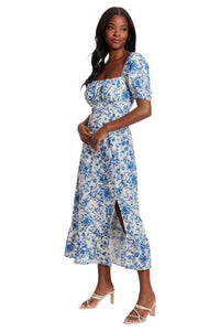 Kristin Short Sleeve in Floral Toile Linen