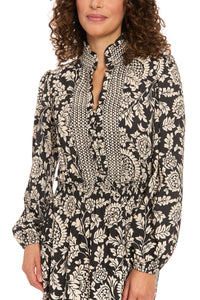 Consuela Long Sleeve Maxi in Pinecone Scroll