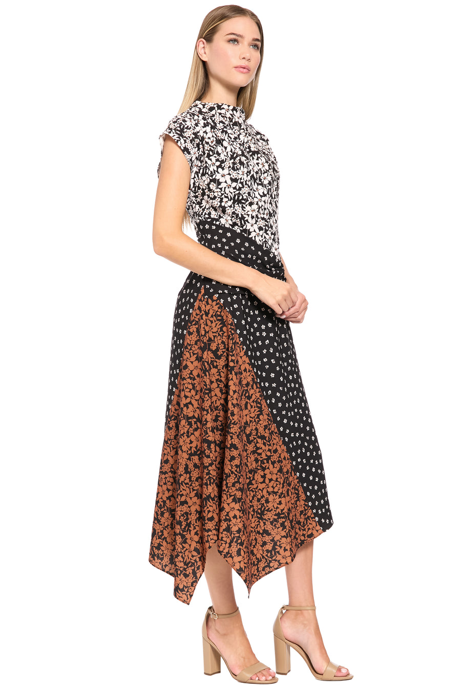 Mona Mock Neck Asymmetrical Midi