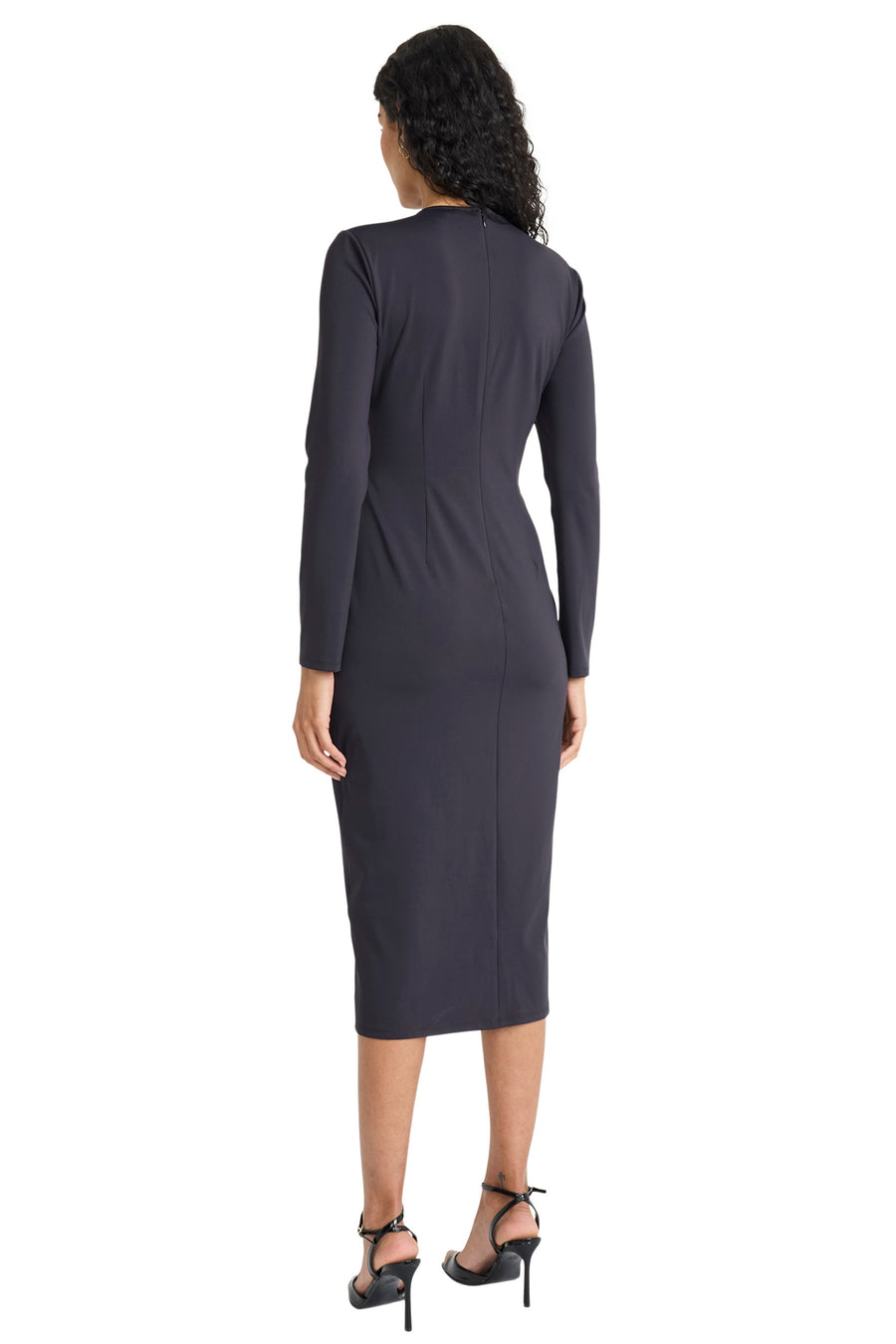 Judy Fitted Crew Neck Dress A-Line Long Sleeve Midi | Maggy London Black / Standard / 8 Judy Fitted Crew Neck Dress A-Line Long Sleeve Midi | Maggy London Black / Standard / 8