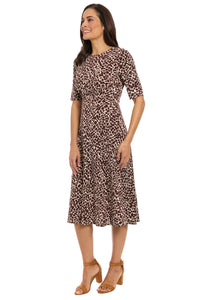 Ayanna Inset Waist Dress in Diagonal Bricks