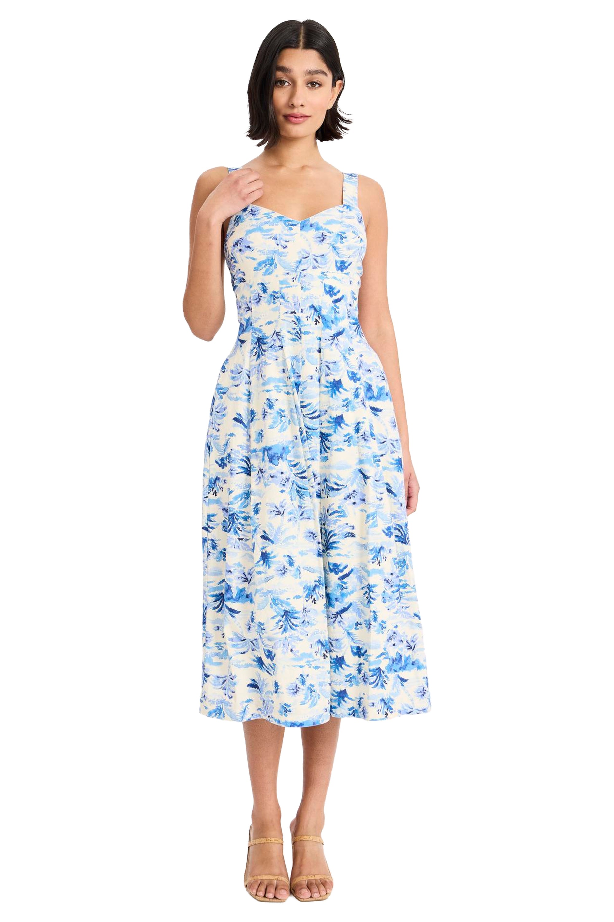 knee length dresses for ladies Maggy London Navy Floral Long Sleeve Wrap Midi Dress