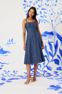 Keri Spaghetti Strap Midi in Denim