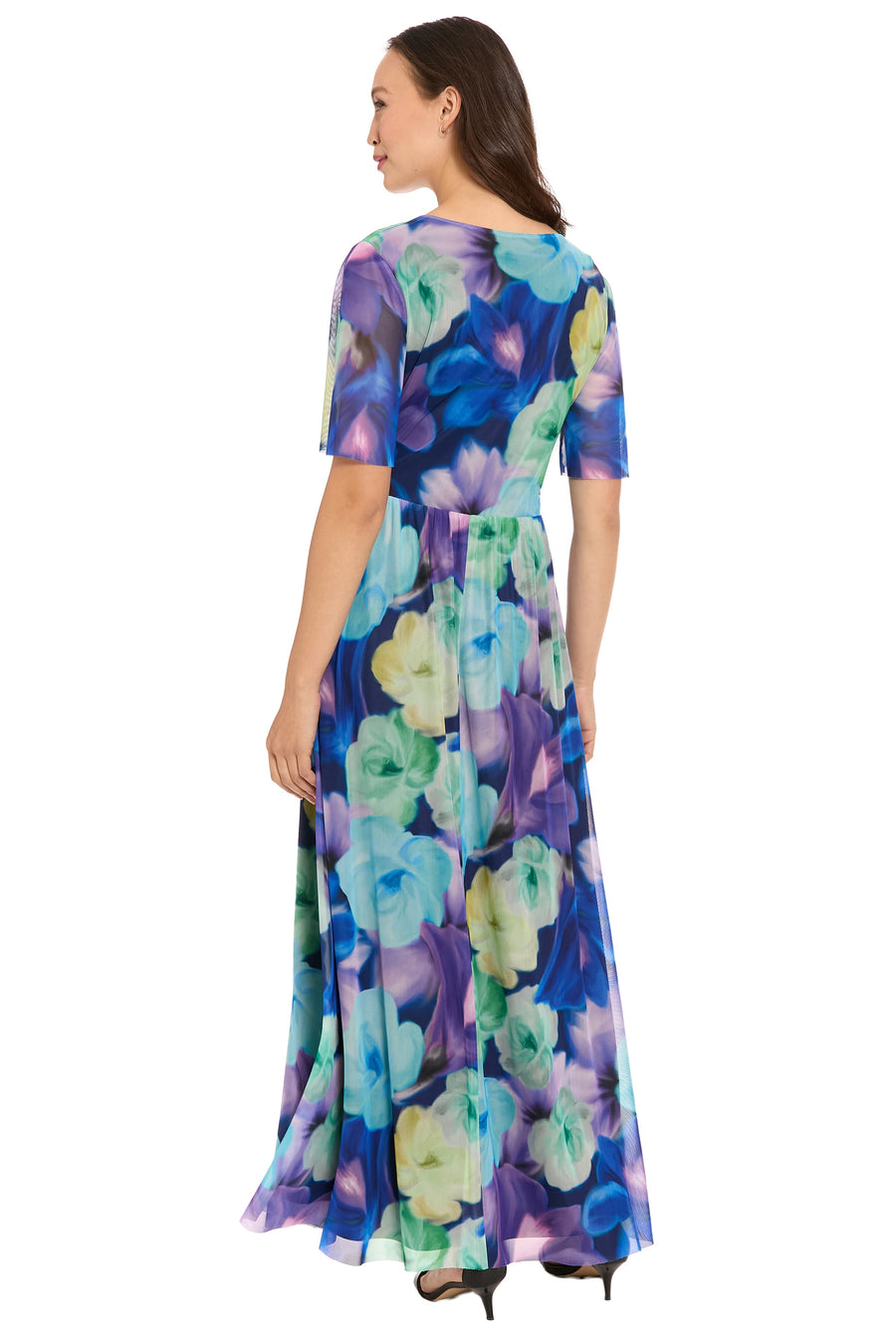 Leila Smocked Waist Mesh Maxi in Rose Toss