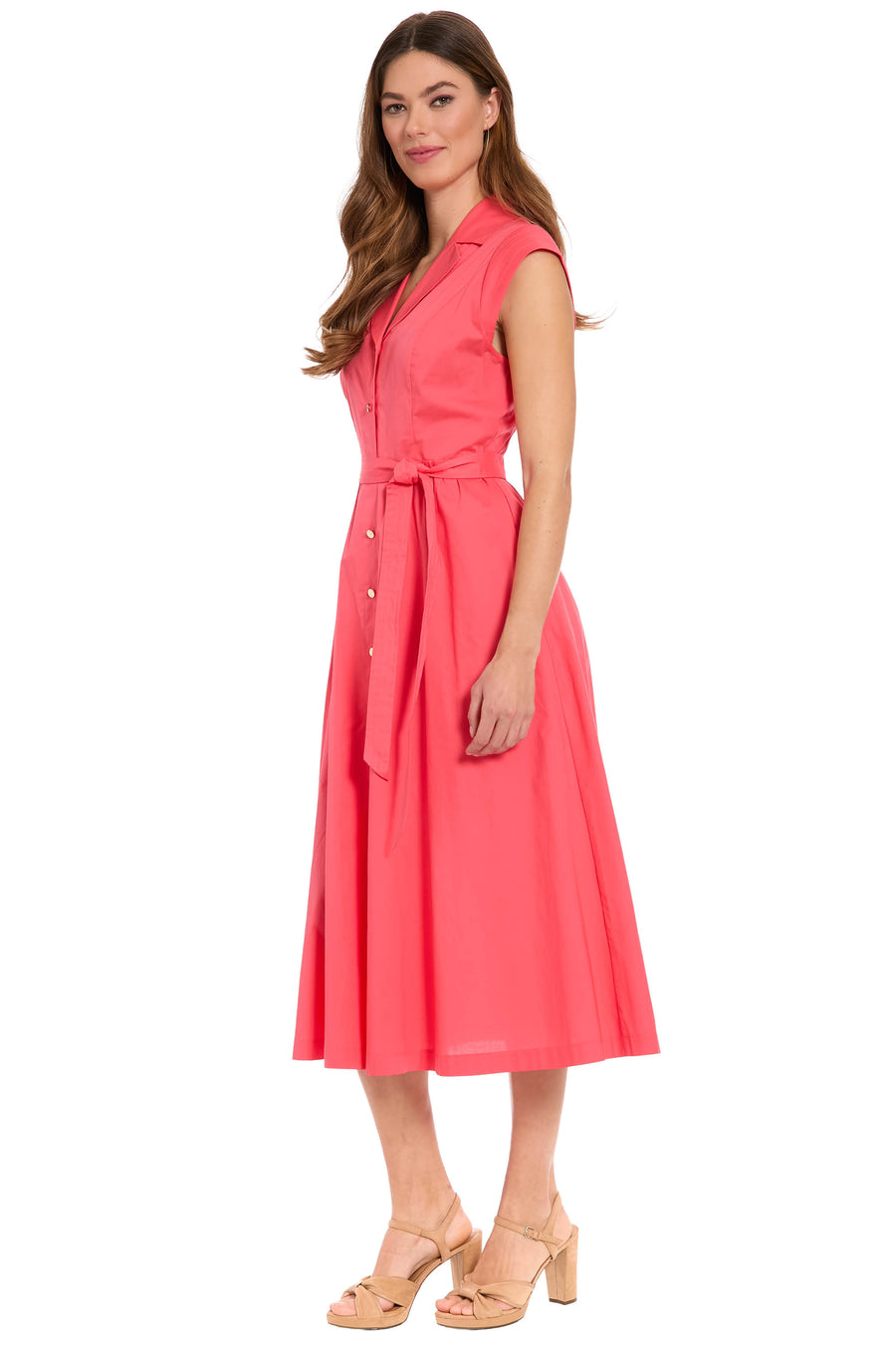 Rosemary Cotton Belted Shirt Dress in Solid