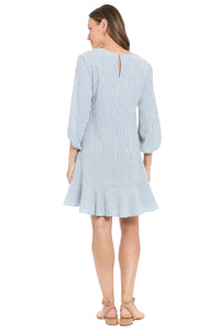 Everleigh Bishop Sleeve Shift in Pucker Stripe