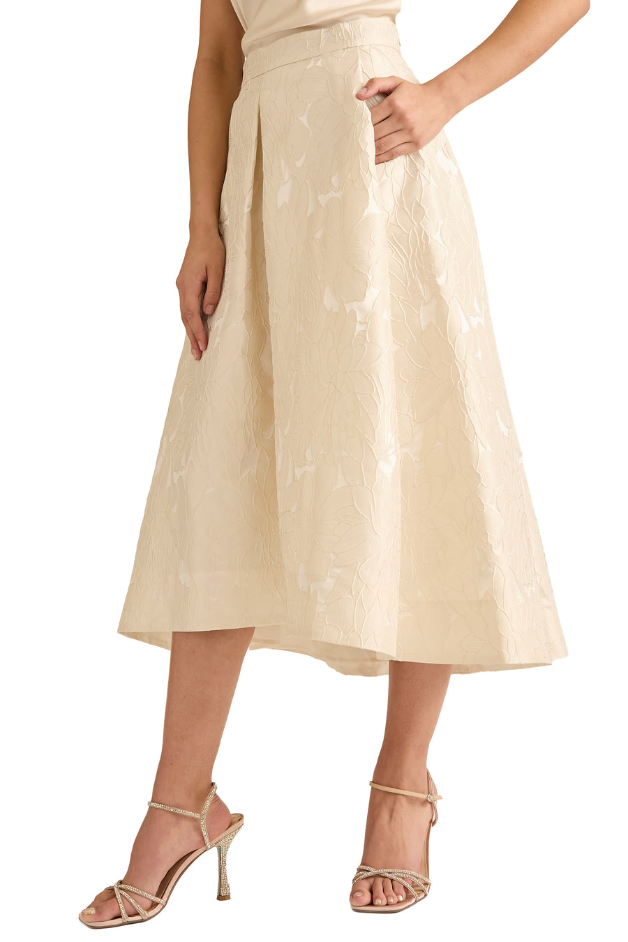 Gramercy Skirt in Primrose Jacquard A-Line Midi