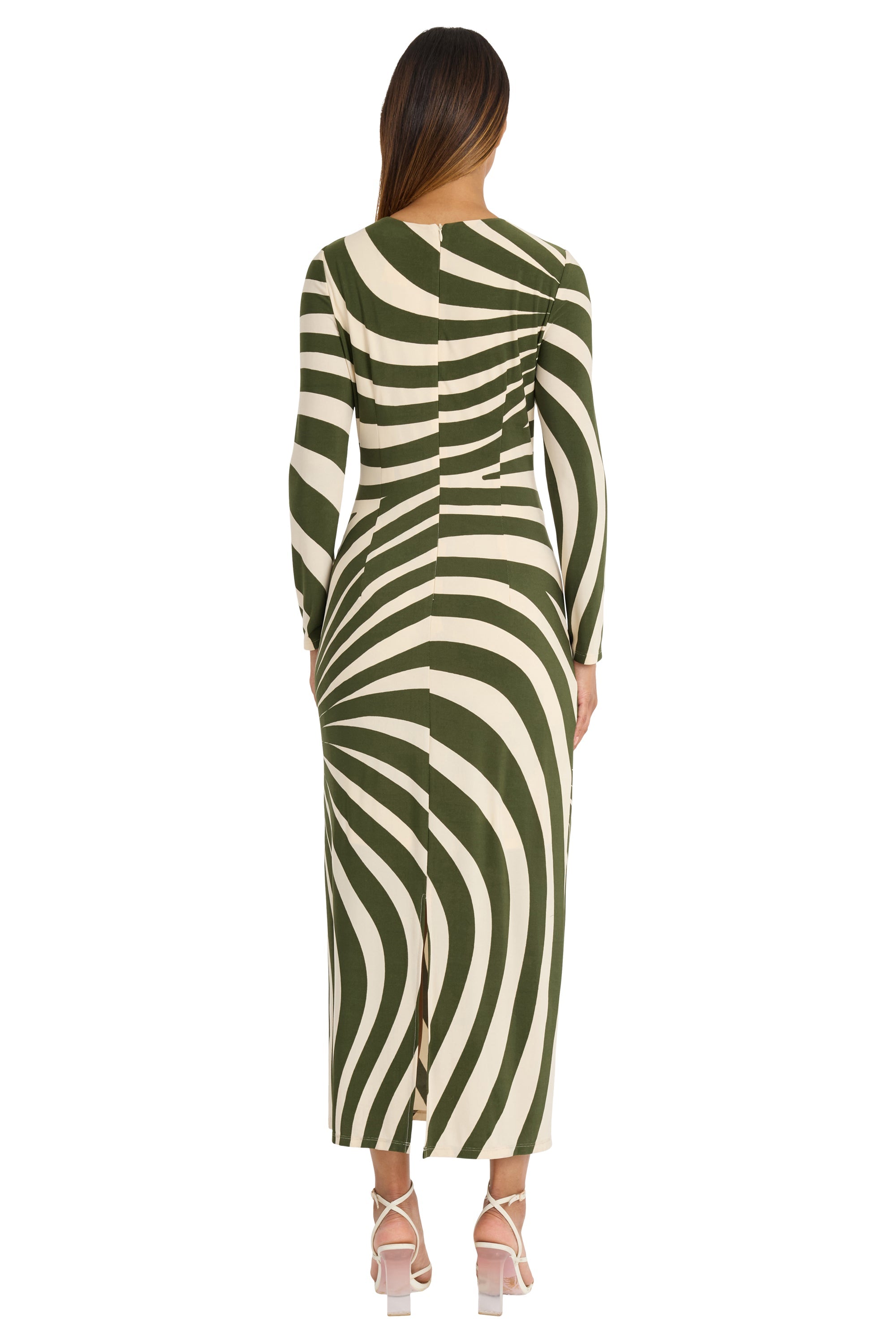 LONG SLV DRESS WITH SCOOP NK & SIDE SLIT – Maggy London