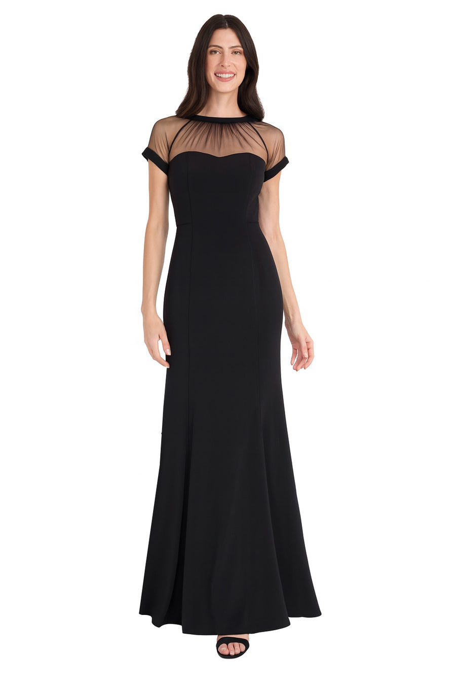 Illusion Fit-and-Flare Evening Gown
