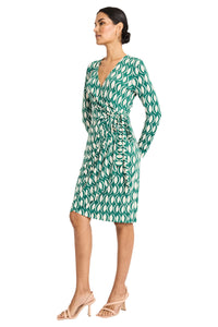Darcy Wrap in Spectacle Geo Knee-Length Wrap Dress