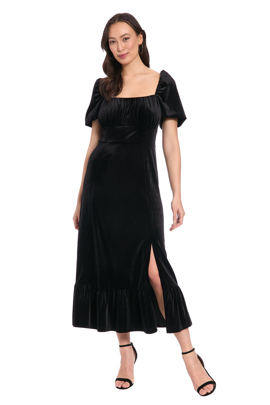 Kristin Short Sleeve in Velvet A-Line Maxi Dress Kristin Short Sleeve in Velvet A-Line Maxi Dress