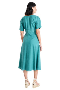 Lilith Button Front Flutter Sleeve Dress