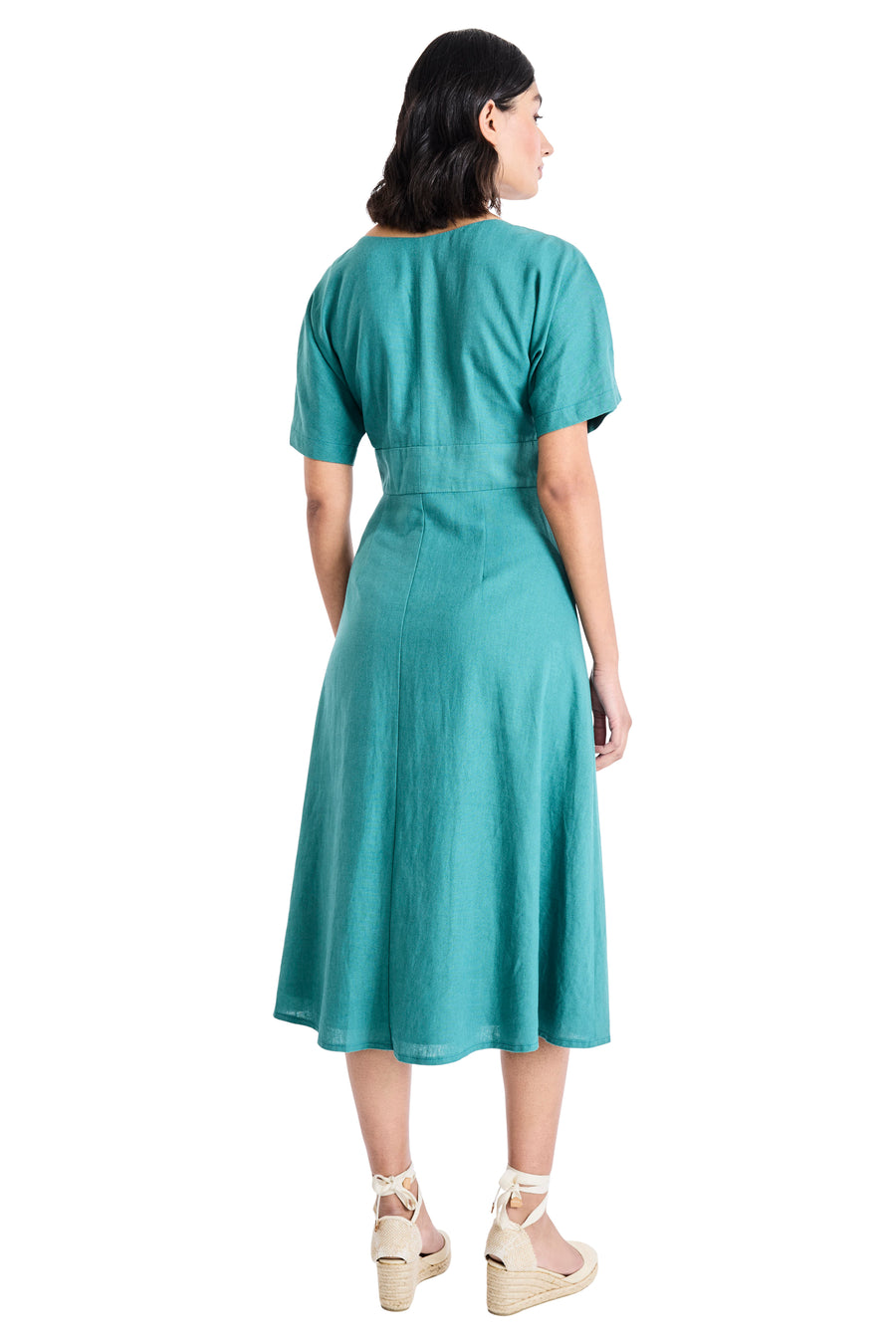 Lilith Button Front Flutter Sleeve Dress