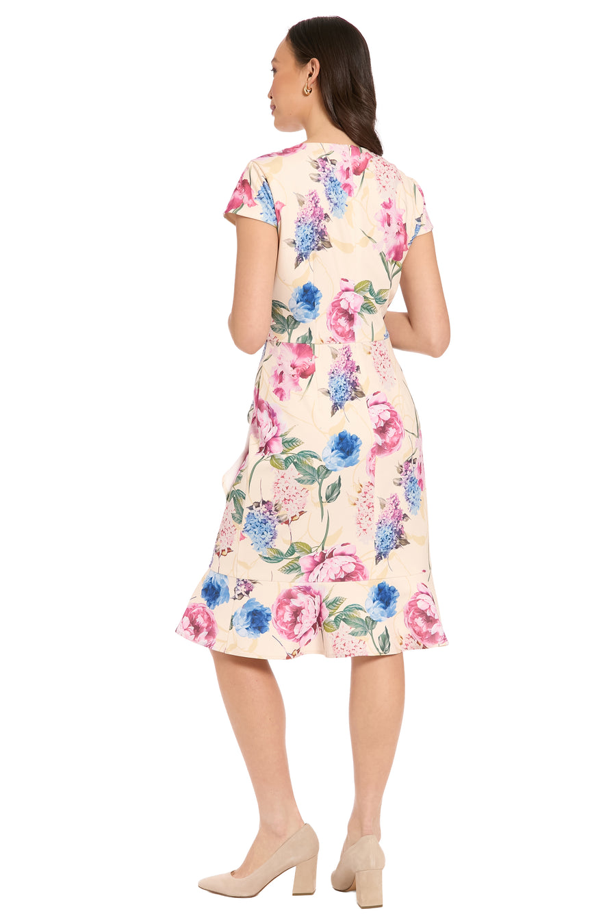 Anne Cap Sleeve Flounce Hem Dress in Floral Perfection